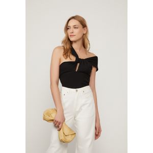 Blusa De Tricot Preta Com Torcao No Bust