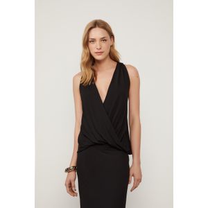 Blusa De Jersey Preta Com Transpasse Degage