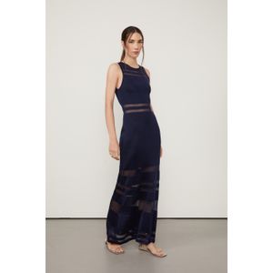 Vestido Midi De Tricot Azul Marinho