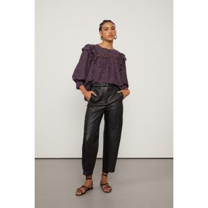 Blusa De Georgette Manga 7/8 Babados Estampado