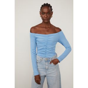 Body De Jersey Azul Com Manga Longa
