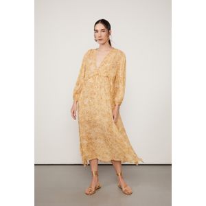 Vestido De Georgette Leve Midi Babados Estampado