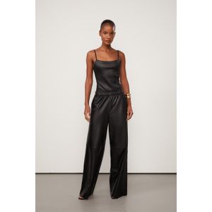 Calça De Couro Pantalona Cos Elástico