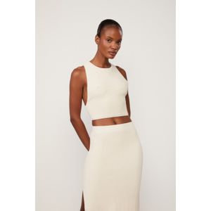 Top Cropped De Tricot Textura Decote Redondo