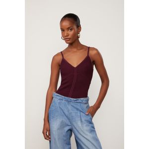 Blusa De Tricot Canelado De Alça