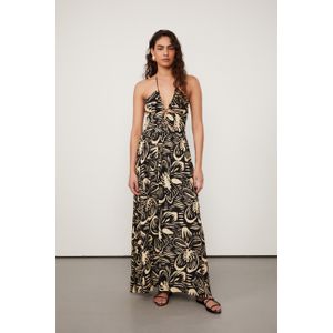 Vestido Longo Decote Cruzado Floral