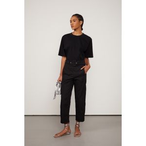 Calça Reta Piquet De Algodão Preta