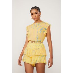Blusa De Georgette Leve Babados Estampada