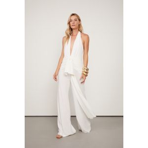 Macacao Off White Frente Unica Com Amarr
