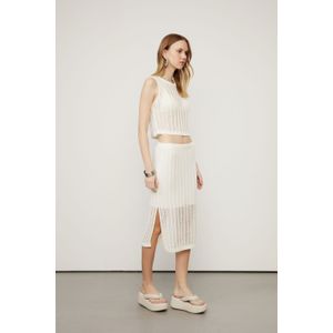 Saia Midi De Tricot Com Ponto Diferenciado