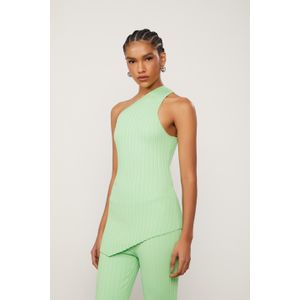 Blusa De Tricot Maxi Canelado Um Ombro Só