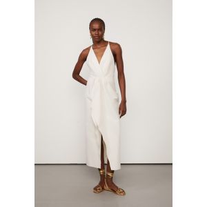 Vestido Midi De Linho Com Decote