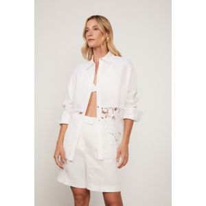 Camisa Manga Longa Com Barrado De Renda