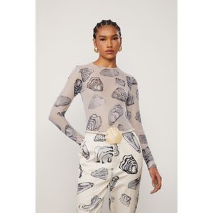 Blusa De Tule Estampado Mg Longa