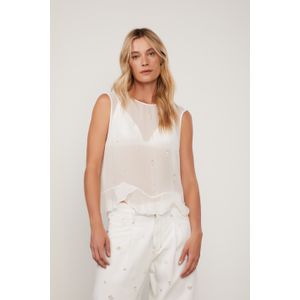 Top Cropped De Malha Estruturada Com Detalhe Transpasse