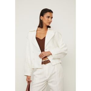 Jaqueta Oversized Listrada Com Bolsos