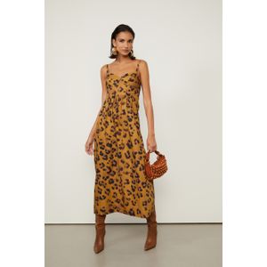 Vestido Midi De Alça De Algodão Estampado