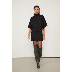 Vestido De Malha Crepe Preto Franzido