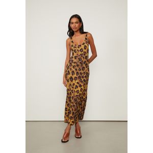 Vestido De Malha Estampado Midi Onça Supermelon
