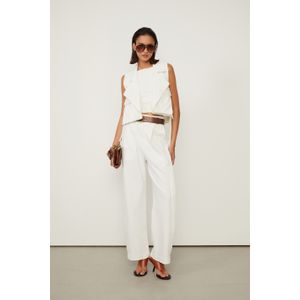 Calça Pantalona De Malha Estruturada Off White Detalhe Cós