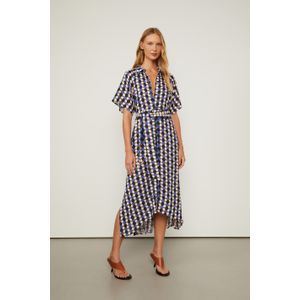 Vestido Chemise Midi Com Faixa Estampado