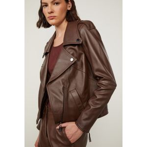 Jaqueta De Couro Biker Zíper Mini