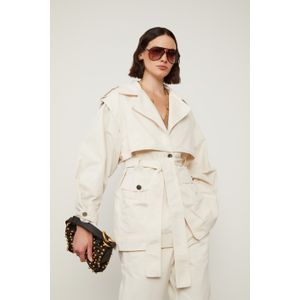 Casaco Trench Coat Sobreposto De Sarja