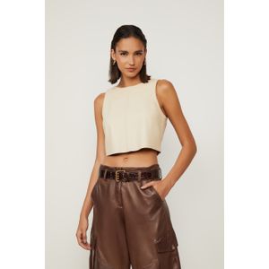Top Cropped De Couro Basico Color