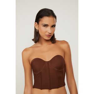 Corselet De Seda Marrom
