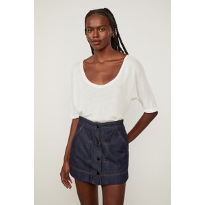Blusa De Malha Básica Com Decote u Oversized