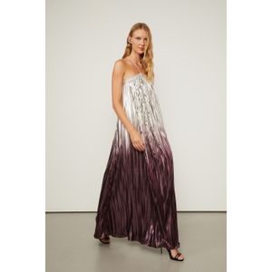 Vestido Plissado Longo Ombrê Alça Cruzada Costas