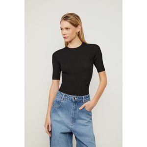T-Shirt De Tricot Canelada Básica