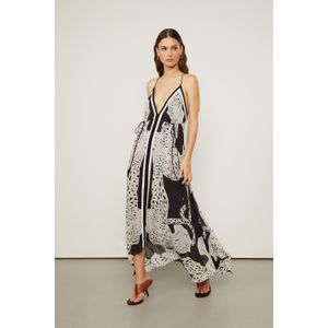 Vestido De Georgette Leve Midi Estampado Decote Nadador Costas