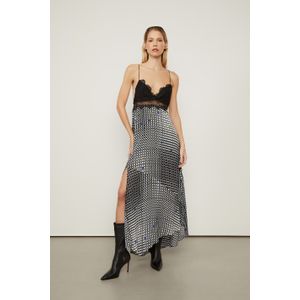 Vestido De Georgette Pesado Midi Com Renda Aplicada Esatmapado
