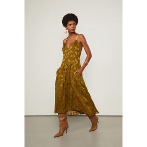 Vestido Devorê Midi Verde Alça Cruzada Costas