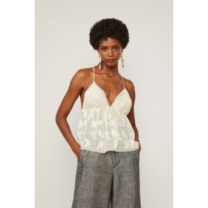 Top De Jacquard Peplum Bege