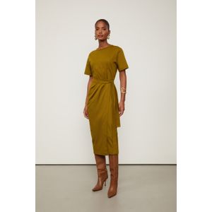 Vestido De Meia Malha Verde Pareo Pesponto