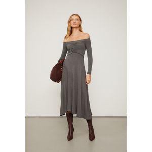 Vestido Midi Ombro a Ombro Mescla
