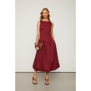Vestido Sem Manga Midi De Tricoline