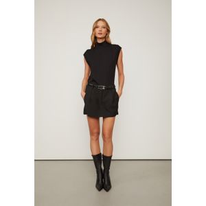 Short Saia Alfa De Crepe Nero