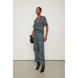 Calça De Georgette Cargo Estampado