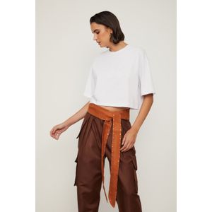 T-Shirt De Malha Cropped Off White