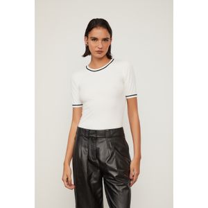 Blusa Tee Manga Curta Bicolor