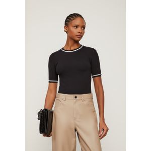 Blusa Tee Manga Curta Bicolor