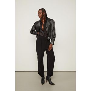 Calça De Georgette Com No Lateral Preto