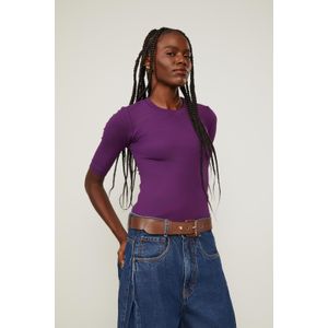 Blusa Tee Manga Média Roxo Plum