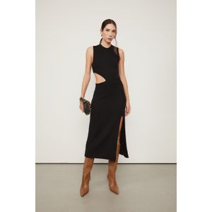 Vestido De Tricot Midi Cut Lateral