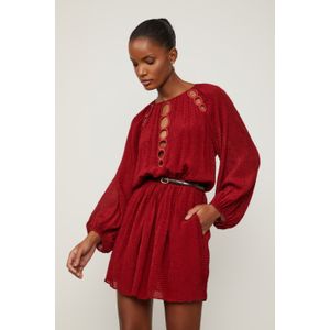 Vestido Curto Com Círculos Bordados