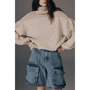 Bermuda De Jeans Cargo Com Bolsos Fole
