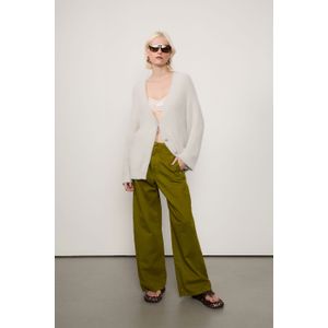 Calça De Sarja Wide Leg Lateral Deslocada